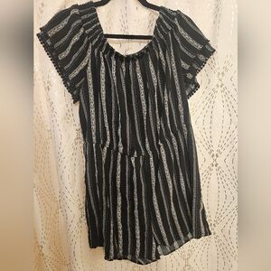 Xhilaration Black and White Striped Jumpsuit
